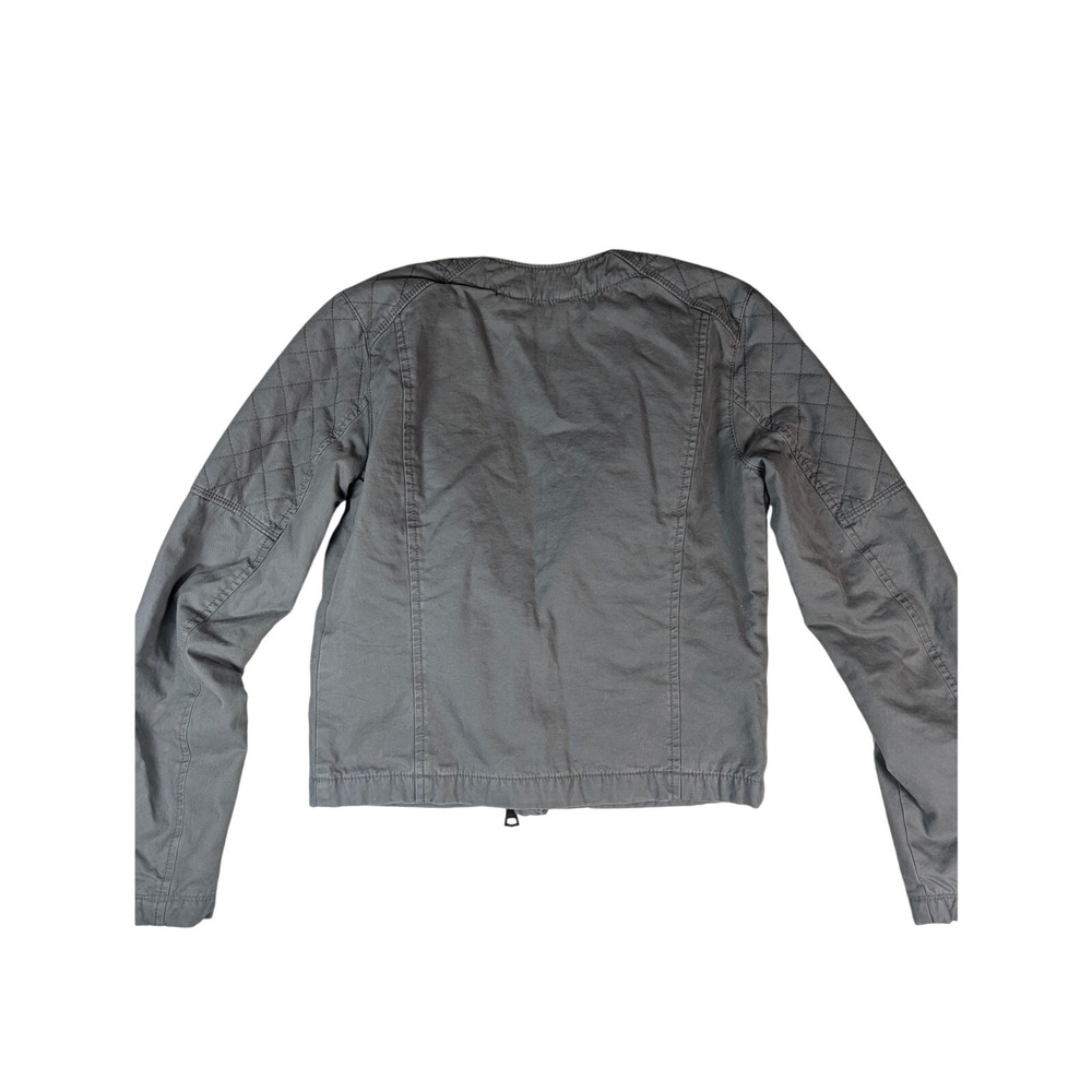 Gap Moto Jacket Women's Asymmetrical Zip Quilted Cotton Twill Olive Green Size 4 - Picture 3 of 9